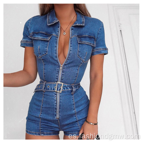 Lady One Piece Sexy Mobsuit Denim Mujeres